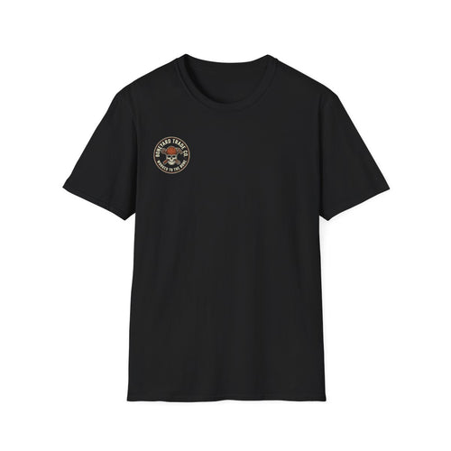 Boneyard Trade Co. crest, front of black tee