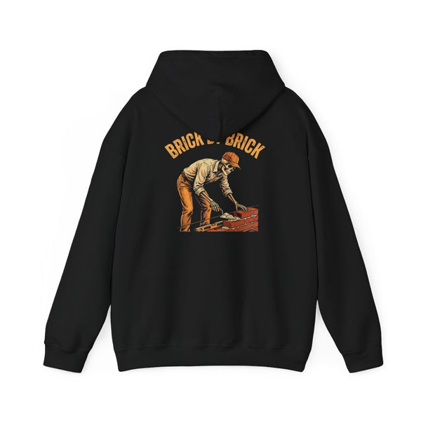 Brick By Brick — Mason Hoodie — back, black Hoodie