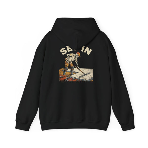 Set In My Ways — Concrete Hoodie — back, black Hoodie